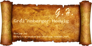 Grünsberger Hedvig névjegykártya
